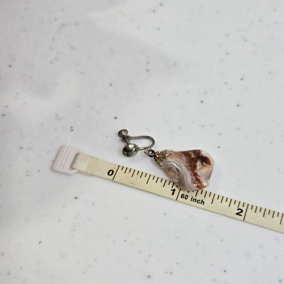 Agate Earrings Dangle Brown Stripe Drop Gemstone Boho Tumbled Stone - Picture 8 of 8
